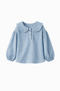 Cotton Crème Gauze Top - Blue