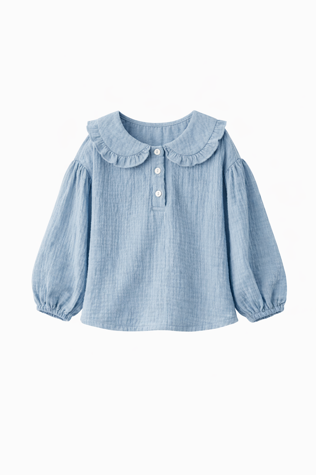 Cotton Crème Gauze Top - Blue