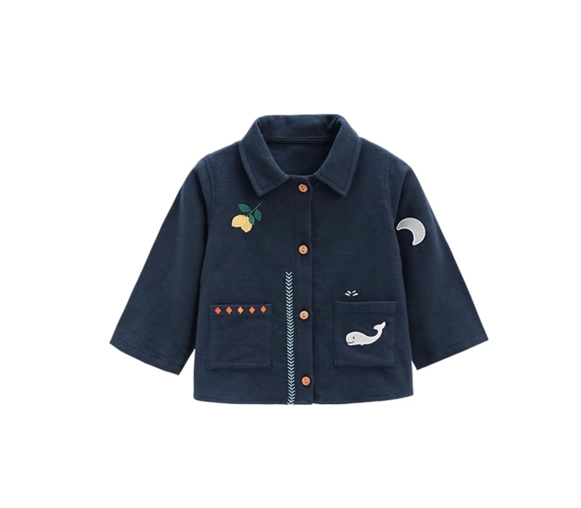 Quiet Garden Button Jacket Deep Navy