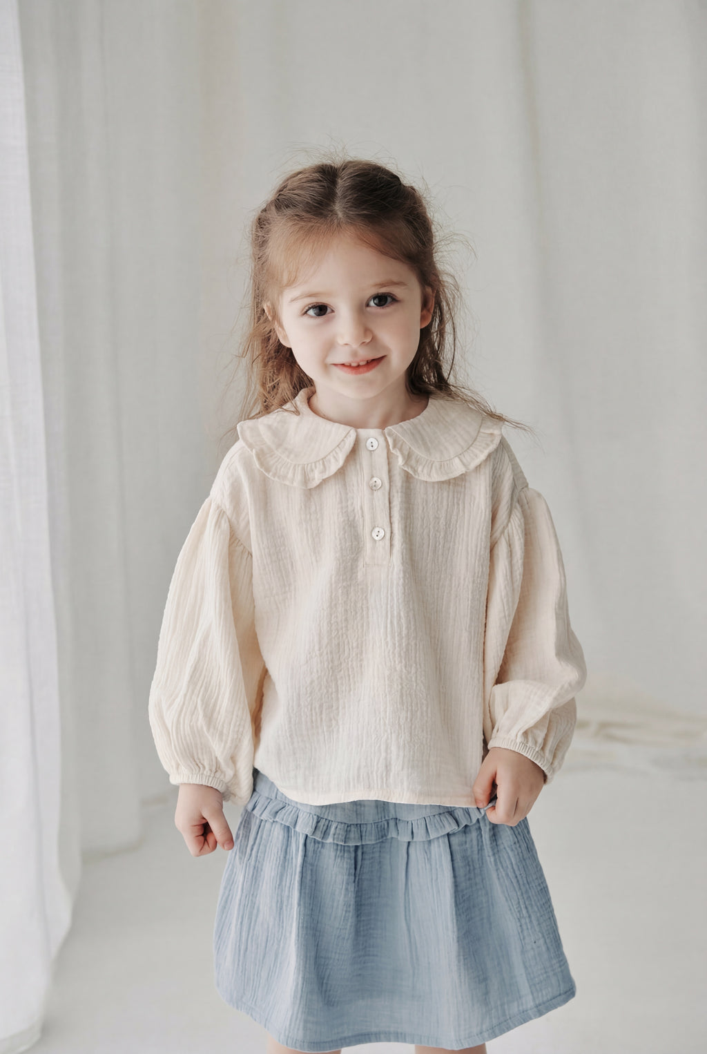 Cotton Crème Gauze Top