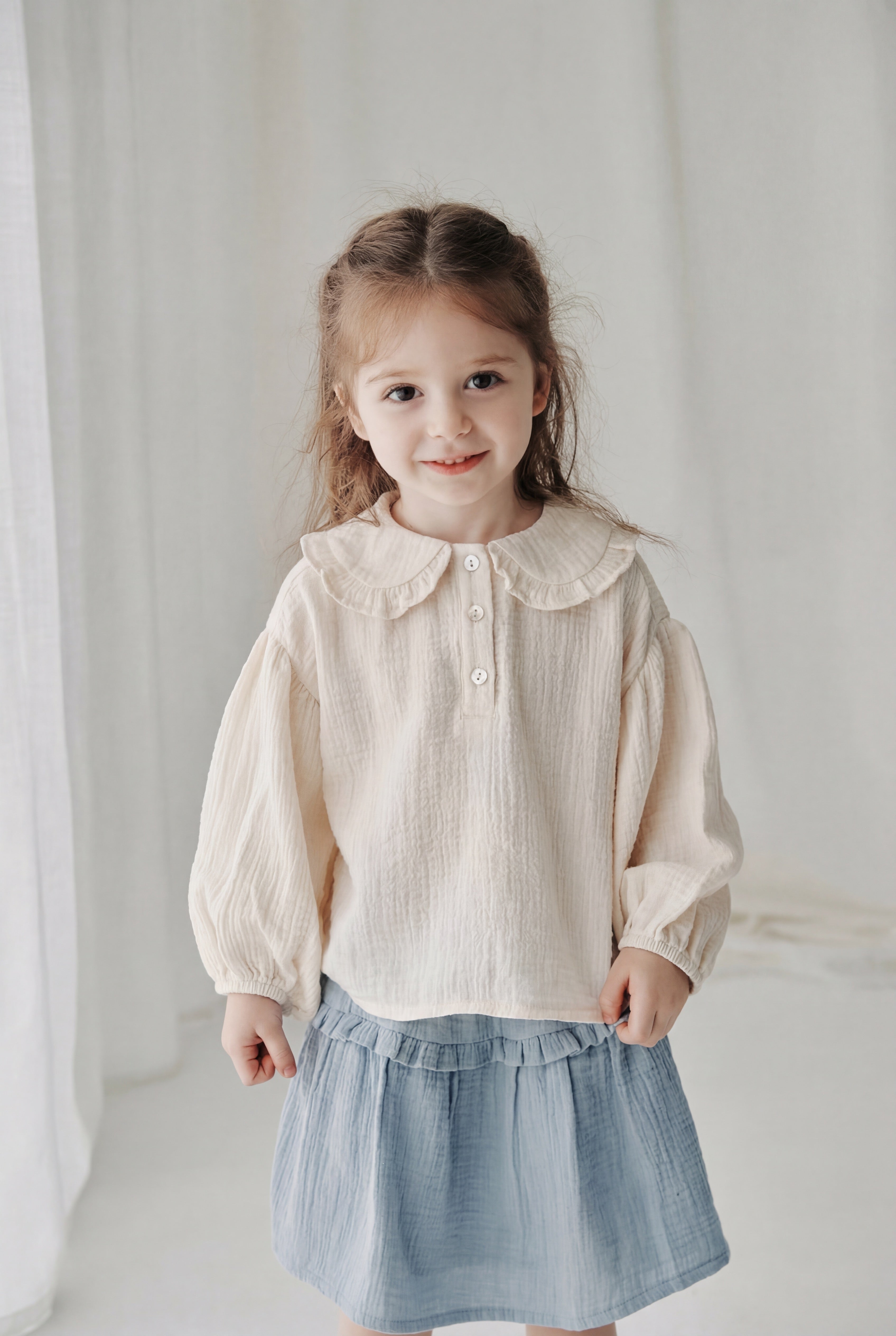 Cotton Crème Gauze Top