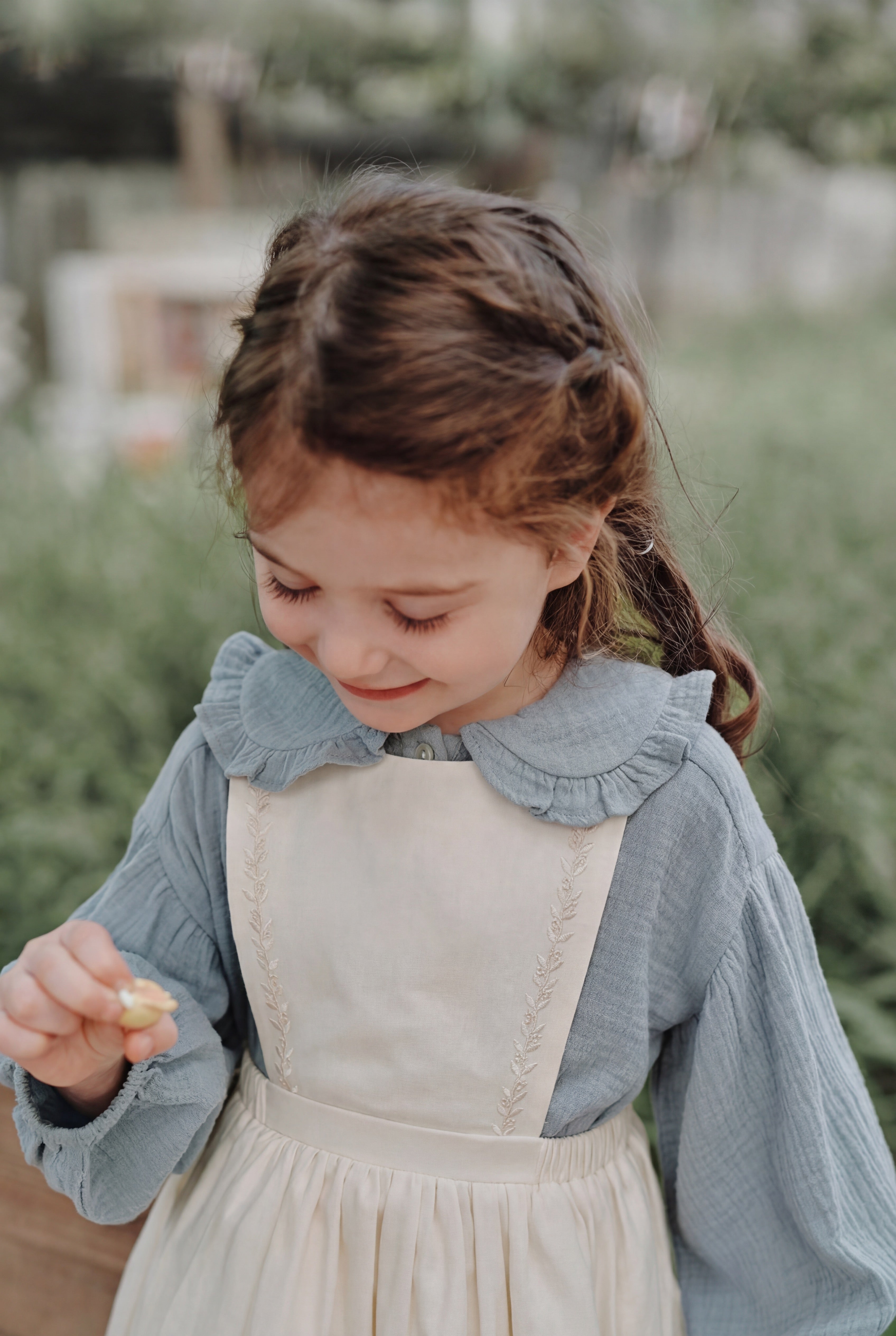 Cotton Crème Gauze Top - Blue